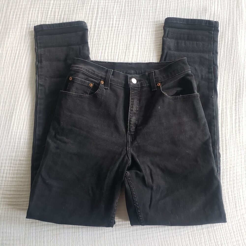 Vintage Levis 550 Jeans Womens 6 Regular Black Tapered Goth American Emo Denim